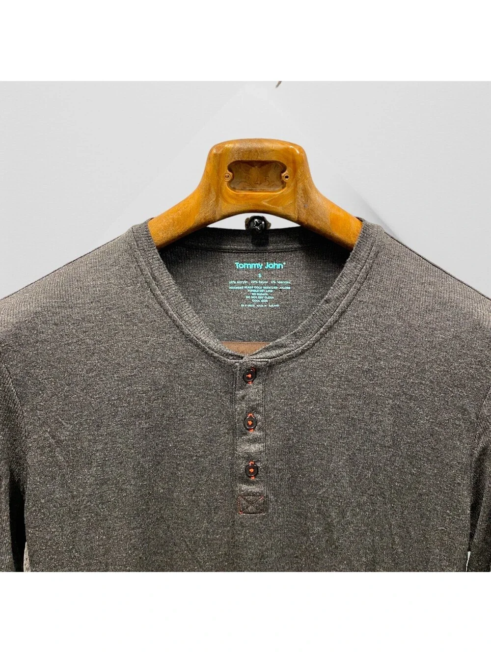 Tommy John Lounge Henley Long Sleeve Shirt Pajama Top Gray Loungewear Mens S Rib